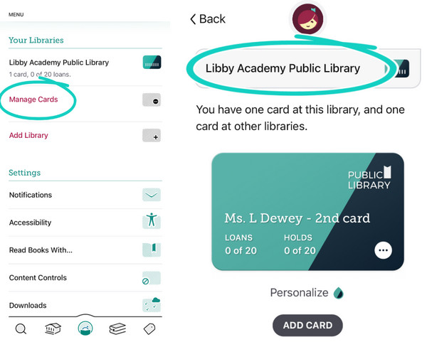 remove readd library card