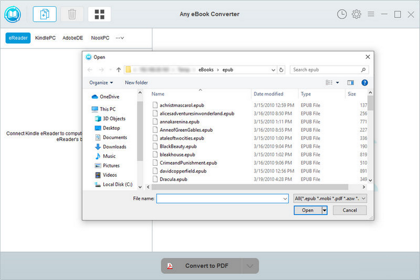import eBooks to Any eBook Converter