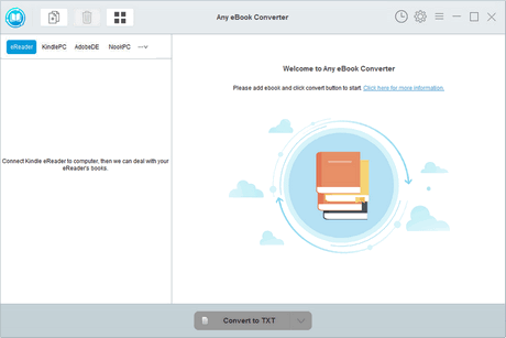 Main interface for Any eBook Converter